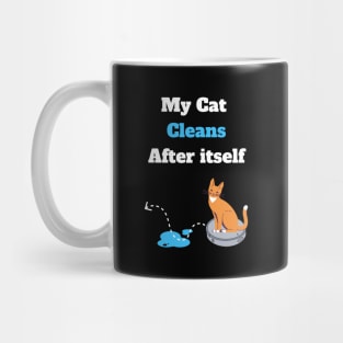 Funny elegant cat riding on vacuum robot cleaner Mug